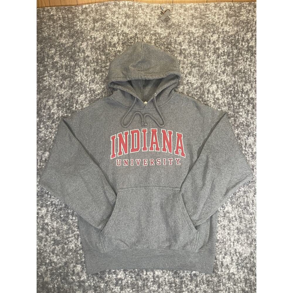 Vintage University of Indiana Pro Weave HOODIE HEAVY Sweatshirt Mens Medium